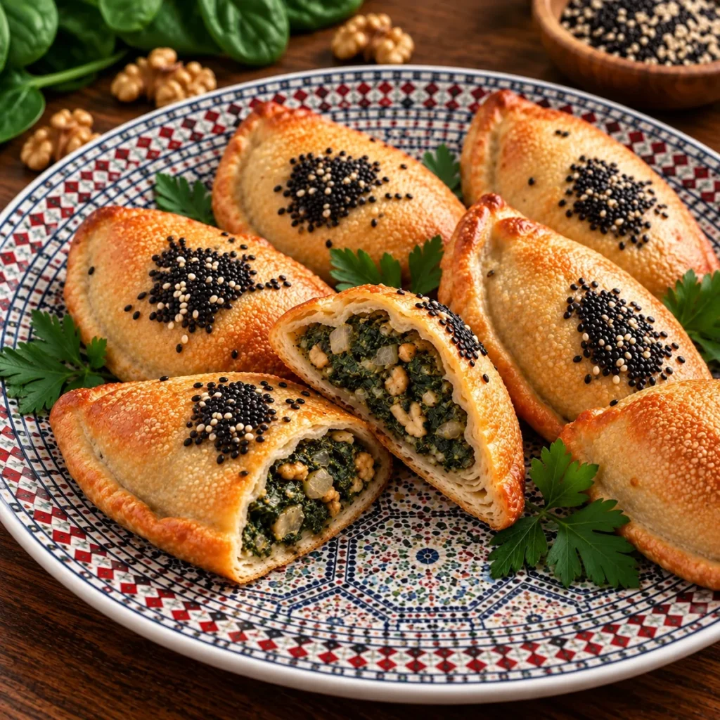 Mini Spinat-Taschen von Masoud Catering in Freiburg – veganes orientalisches Fingerfood