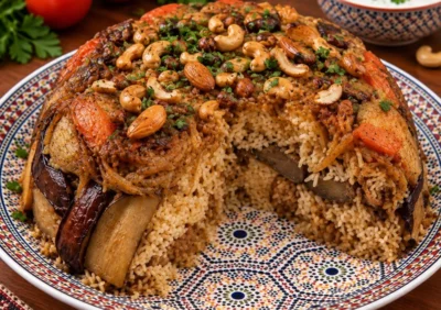Maqluba mit Joghurt von Masoud Catering in Freiburg