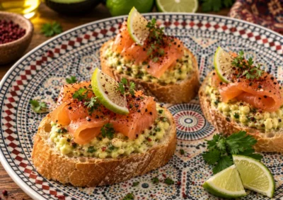 Avocado-Lachs-Hummus-Häppchen von Masoud Catering in Freiburg