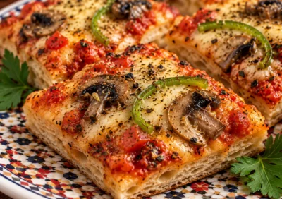 Pizza-Schnitten mit Spezialsoße von Masoud Catering in Freiburg
